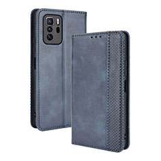 Custodia Portafoglio In Pelle Cover con Supporto BY4 per Xiaomi Redmi Note 10 Pro 5G Blu