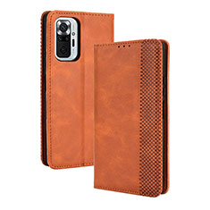 Custodia Portafoglio In Pelle Cover con Supporto BY4 per Xiaomi Redmi Note 10 Pro Max Marrone