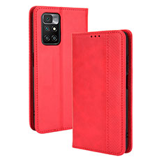 Custodia Portafoglio In Pelle Cover con Supporto BY4 per Xiaomi Redmi Note 11 4G (2021) Rosso