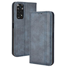 Custodia Portafoglio In Pelle Cover con Supporto BY4 per Xiaomi Redmi Note 11 4G (2022) Blu