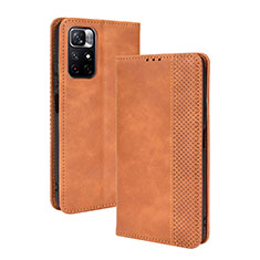 Custodia Portafoglio In Pelle Cover con Supporto BY4 per Xiaomi Redmi Note 11 5G Marrone