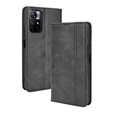 Custodia Portafoglio In Pelle Cover con Supporto BY4 per Xiaomi Redmi Note 11 5G Nero