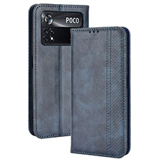 Custodia Portafoglio In Pelle Cover con Supporto BY4 per Xiaomi Redmi Note 11E Pro 5G Blu