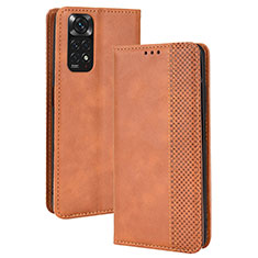 Custodia Portafoglio In Pelle Cover con Supporto BY4 per Xiaomi Redmi Note 11S 4G Marrone