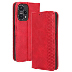 Custodia Portafoglio In Pelle Cover con Supporto BY4 per Xiaomi Redmi Note 12 Turbo 5G Rosso