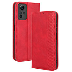 Custodia Portafoglio In Pelle Cover con Supporto BY4 per Xiaomi Redmi Note 12S Rosso