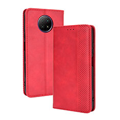 Custodia Portafoglio In Pelle Cover con Supporto BY4 per Xiaomi Redmi Note 9T 5G Rosso