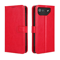 Custodia Portafoglio In Pelle Cover con Supporto BY5 per Asus ROG Phone 7 Pro Rosso