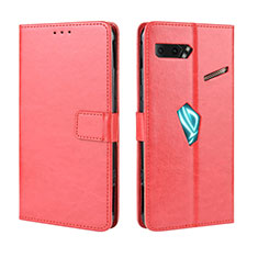 Custodia Portafoglio In Pelle Cover con Supporto BY5 per Asus ROG Phone II ZS660KL Rosso