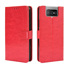 Custodia Portafoglio In Pelle Cover con Supporto BY5 per Asus Zenfone 7 ZS670KS Rosso