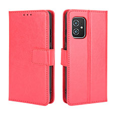 Custodia Portafoglio In Pelle Cover con Supporto BY5 per Asus Zenfone 8 ZS590KS Rosso