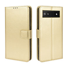 Custodia Portafoglio In Pelle Cover con Supporto BY5 per Google Pixel 6a 5G Oro