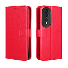 Custodia Portafoglio In Pelle Cover con Supporto BY5 per Huawei Honor 80 Pro 5G Rosso