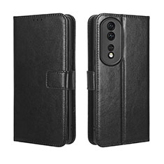 Custodia Portafoglio In Pelle Cover con Supporto BY5 per Huawei Honor 80 Pro Flat 5G Nero