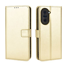 Custodia Portafoglio In Pelle Cover con Supporto BY5 per Huawei Nova 10 Pro Oro