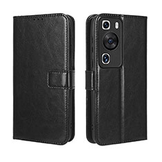 Custodia Portafoglio In Pelle Cover con Supporto BY5 per Huawei P60 Nero