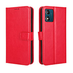 Custodia Portafoglio In Pelle Cover con Supporto BY5 per Motorola Moto E13 Rosso