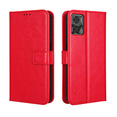 Custodia Portafoglio In Pelle Cover con Supporto BY5 per Motorola Moto E22 Rosso