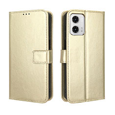 Custodia Portafoglio In Pelle Cover con Supporto BY5 per Motorola Moto G53 5G Oro