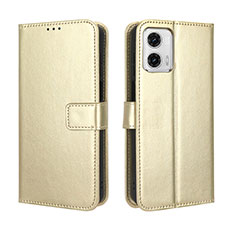 Custodia Portafoglio In Pelle Cover con Supporto BY5 per Motorola Moto G53j 5G Oro