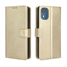 Custodia Portafoglio In Pelle Cover con Supporto BY5 per Nokia C02 Oro