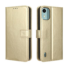 Custodia Portafoglio In Pelle Cover con Supporto BY5 per Nokia C12 Pro Oro