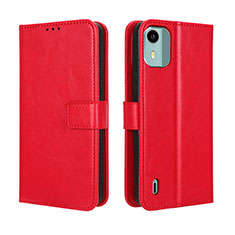 Custodia Portafoglio In Pelle Cover con Supporto BY5 per Nokia C12 Pro Rosso