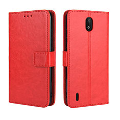 Custodia Portafoglio In Pelle Cover con Supporto BY5 per Nokia C2 Rosso