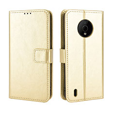 Custodia Portafoglio In Pelle Cover con Supporto BY5 per Nokia C200 Oro