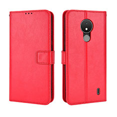 Custodia Portafoglio In Pelle Cover con Supporto BY5 per Nokia C21 Rosso