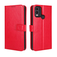 Custodia Portafoglio In Pelle Cover con Supporto BY5 per Nokia C22 Rosso