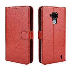 Custodia Portafoglio In Pelle Cover con Supporto BY5 per Nokia C30 Marrone