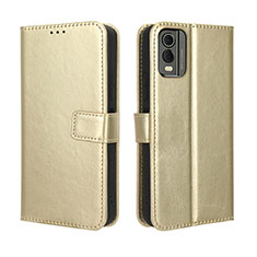 Custodia Portafoglio In Pelle Cover con Supporto BY5 per Nokia C32 Oro