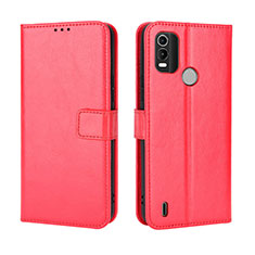 Custodia Portafoglio In Pelle Cover con Supporto BY5 per Nokia G11 Plus Rosso