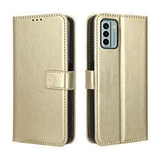 Custodia Portafoglio In Pelle Cover con Supporto BY5 per Nokia G22 Oro