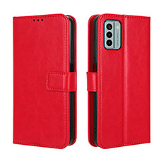 Custodia Portafoglio In Pelle Cover con Supporto BY5 per Nokia G22 Rosso