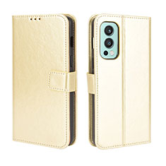 Custodia Portafoglio In Pelle Cover con Supporto BY5 per OnePlus Nord 2 5G Oro