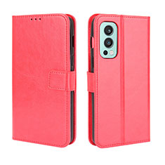 Custodia Portafoglio In Pelle Cover con Supporto BY5 per OnePlus Nord 2 5G Rosso