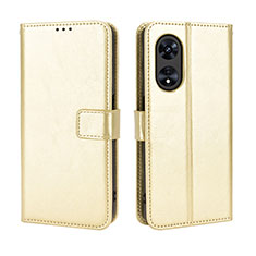 Custodia Portafoglio In Pelle Cover con Supporto BY5 per Oppo A1 5G Oro