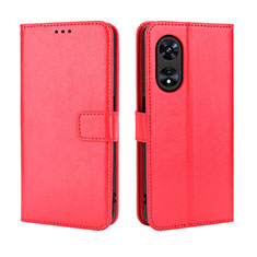 Custodia Portafoglio In Pelle Cover con Supporto BY5 per Oppo A1 5G Rosso