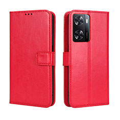 Custodia Portafoglio In Pelle Cover con Supporto BY5 per Oppo A57e Rosso