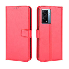 Custodia Portafoglio In Pelle Cover con Supporto BY5 per Oppo A77 5G Rosso