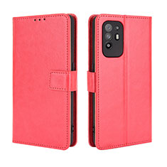 Custodia Portafoglio In Pelle Cover con Supporto BY5 per Oppo A94 5G Rosso