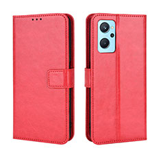 Custodia Portafoglio In Pelle Cover con Supporto BY5 per Oppo A96 4G Rosso