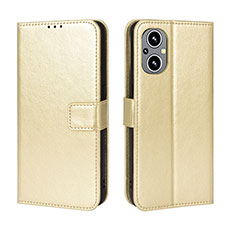 Custodia Portafoglio In Pelle Cover con Supporto BY5 per Oppo A96 5G Oro