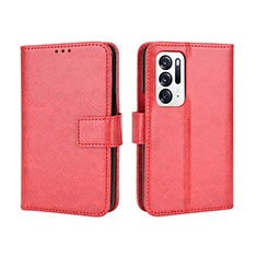 Custodia Portafoglio In Pelle Cover con Supporto BY5 per Oppo Find N 5G Rosso