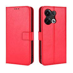 Custodia Portafoglio In Pelle Cover con Supporto BY5 per Oppo Reno8 5G Rosso