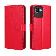 Custodia Portafoglio In Pelle Cover con Supporto BY5 per Realme C30 Rosso