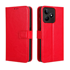 Custodia Portafoglio In Pelle Cover con Supporto BY5 per Realme C53 India Rosso