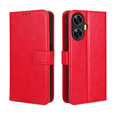 Custodia Portafoglio In Pelle Cover con Supporto BY5 per Realme C55 Rosso